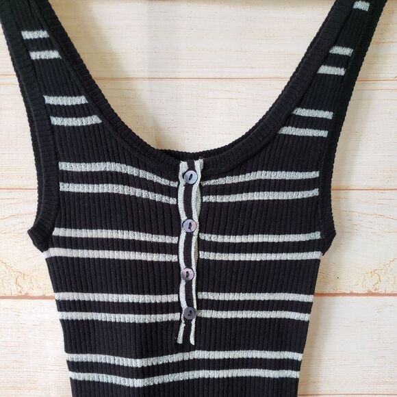 Generation Love Stretchy Striped Sleeveless Tank Top with Lurex and Lettuce Hem - Picture 2 of 6